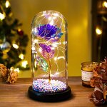 Galaxy Rose Manufacturer - Women Blue Colorful Artificial Flower in Glass Dome with Light
