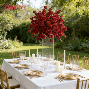 Artificial Flower Ball Manufacturer - OEM High Quality 50cm 60cm 70cm Red Silk for Wedding Event