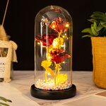 Gold Foil Rose Manufacturer - Valentines Day Gift Wholesale in Glass Dome