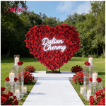 Artificial Flower Wall Backdrop Manufacturer - Custom 2m*2.4m Red Rose Heart Shape for Wedding Party