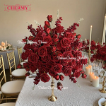 Artificial Flower Ball Manufacturer - Wholesale Red Wedding Centerpiece Rose Large Arrangement