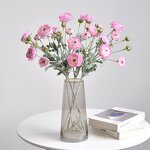 Artificial Ranunculus Manufacturer - TH1497 Wholesale High End Simulation 6 Heads Silk White Pink Mini