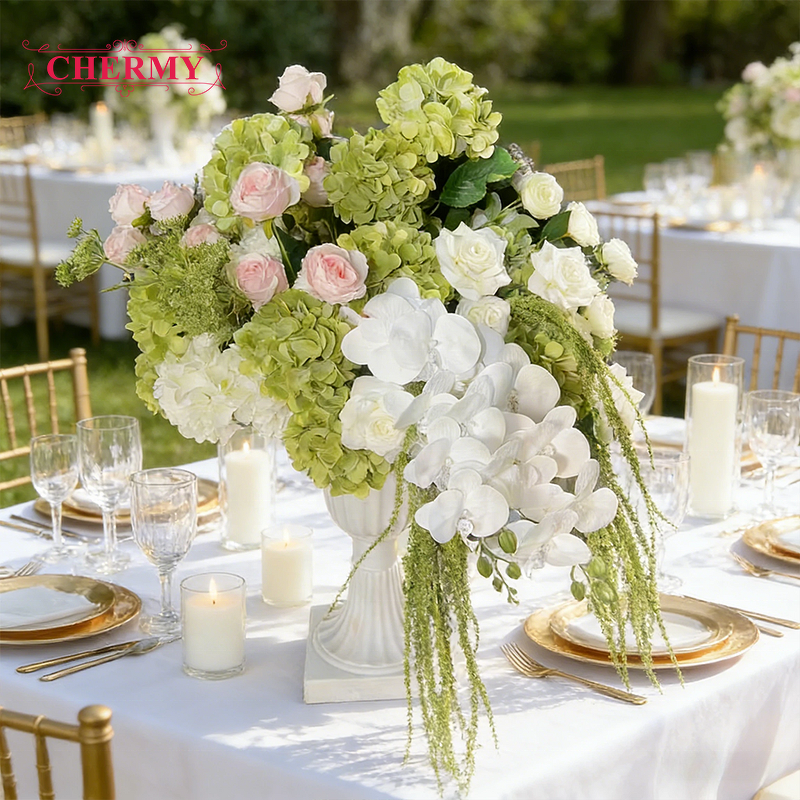 Artificial Hydrangea Flower Ball Manufacturer - Factory Custom Real Touch Green and White