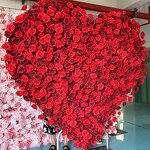Artificial Flower Wall Backdrop Manufacturer - Custom 2m*2.4m Red Rose Heart Shape for Wedding Party