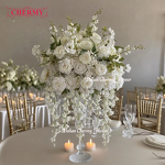 Artificial Flower Ball Manufacturer - 40cm to 80cm Large Rose Silk White for Wedding Table Centerpieces