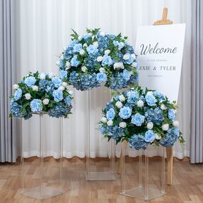 Artificial Blue Flower Ball Manufacturer - for Table Centrepiece Wedding Decoration