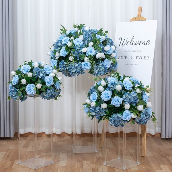 Artificial Blue Flower Ball Manufacturer - for Table Centrepiece Wedding Decoration