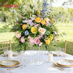 Artificial Aisle Centerpiece Manufacturer - Customized Orange Hot Pink with Plants Greenery Garland