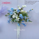 Artificial Flowers Manufacturer - CM-TW022 Custom New Blue Theme for Wedding Background Wall Stage