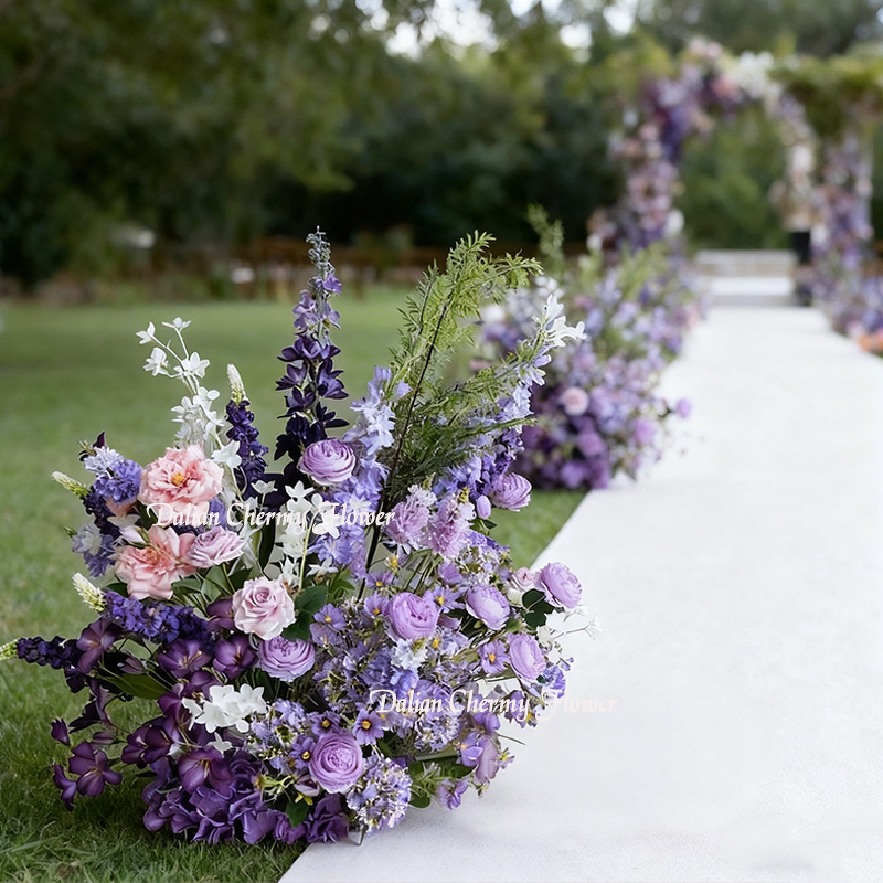 Artificial Silk Flower Runner Manufacturer - Dalian Chermy Purple for Wedding Aisle & Flower Row