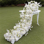 Artificial Flower Runner Manufacturer - Wedding White Silk Rose 200cm for Table Decoration