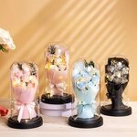 Soap Rose Flower Manufacturer - Valentine's Day 2024 Dried Baby Breath Bouquet in Glass with Led Light