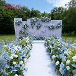 Artificial Flowers Manufacturer - CM-TW022 Custom New Blue Theme for Wedding Background Wall Stage