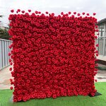 Artificial Flower Wall Manufacturer - CM-FW011 Custom 8*8ft Red Rose for Wedding Stage Backdrop