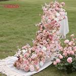 Artificial Flower Row Manufacturer - Luxury Green Plants for Wedding Table Runner Floor Floral Backdrop