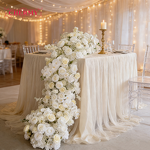 Artificial Floral Garland Manufacturer - Luxury White Rose Babysbreath High-Density Silk for Wedding Table & Staircase