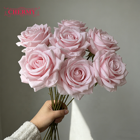 Artificial Silk Rose Manufacturer - Dalian Chermy DC013 Pink for Wedding Centerpieces