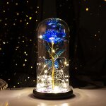 Galaxy Rose Manufacturer - Women Blue Colorful Artificial Flower in Glass Dome with Light