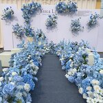 Artificial Aisle Flower Manufacturer - CM-TW002 Blue White Hanging Silk for Wedding Background