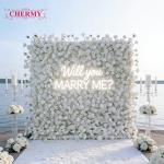 Artificial Flower Wall Backdrop Manufacturer - FW372 Wholesale 8ft X 8ft High Quality Pink