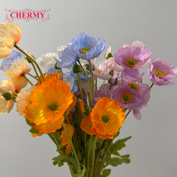 Artificial Poppy Manufacturer - Flocking Peony for Wedding Dress Home Outdoor Decoration Wreaths