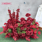 Artificial Silk Aisle Flower Manufacturer - TW042 Dalian Chermy Wholesale Red Rose & Hydrangea for Wedding