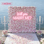 Artificial Flower Wall Backdrop Manufacturer - Wholesale Pink 8ft X 8ft Roll up Rose Wall Panel