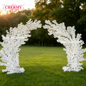 Artificial Flower Arch Manufacturer - Event Wedding White Cherry Blossom for Backdrop Decoration
