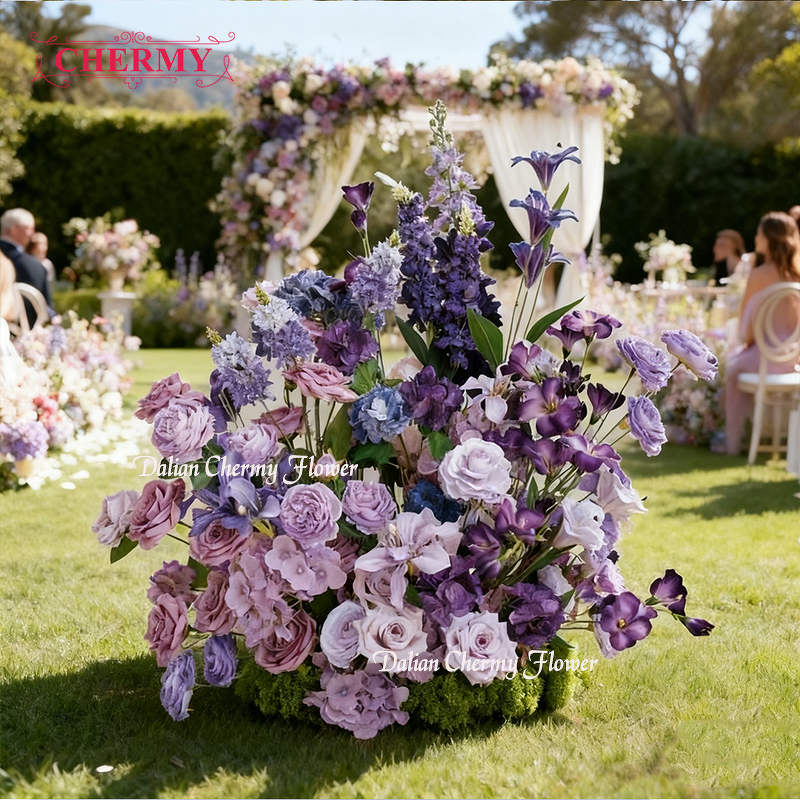Artificial Flower Backdrop Manufacturer - Dalian Chermy Flower Forest Pink Purple Silk for Wedding Party