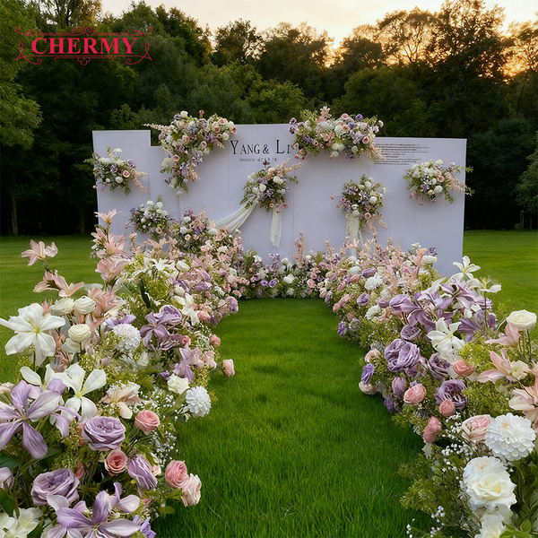 Artificial Flower Backdrop Manufacturer - CM-TW006 Flower Forest Pink Purple Silk for Wedding Party