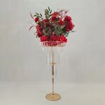 Acrylic Flower Stand Manufacturer - Hotel Home Table Gold Crystal With Light for Wedding Centerpiece
