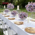 Artificial Flower Ball Manufacturer - Dalian Chermy Wedding Centerpieces Silk Rose Purple