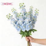 Artificial Delphinium Manufacturer - RT048 Real Touch Latex Blue White for Home Table Center Piece