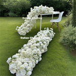 Artificial Flower Runner Manufacturer - Wedding White Silk Rose 200cm for Table Decoration
