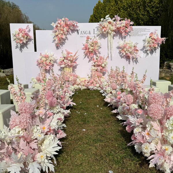 Artificial Flower Row Manufacturer - CM-TW007 Custom Pink for Wedding Backdrop Arrangement