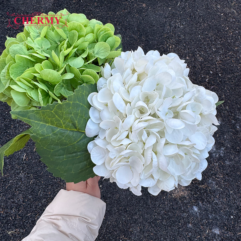 Artificial Hydrangea Manufacturer - Real Touch Green White for Home Christmas Event Decoration