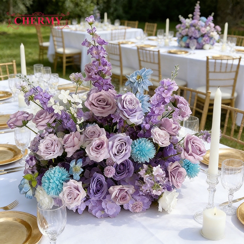 Artificial Aisle Flower Manufacturer - 2026 New Purple for Wedding Walkway Table Decoration