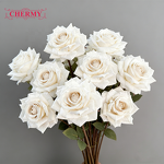 Artificial Spray Roses Manufacturer - Factory Wholesale Cheap 3 Heads Real Touch Silk White