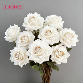 Artificial Spray Roses Manufacturer - Factory Wholesale Cheap 3 Heads Real Touch Silk White