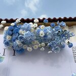 Artificial Aisle Flower Manufacturer - CM-TW002 Blue White Hanging Silk for Wedding Background