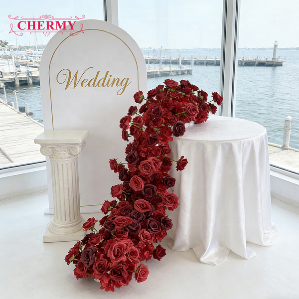 Artificial Flower Runner Manufacturer - Red Rose Flower Ball for Wedding Table Party Centerpieces