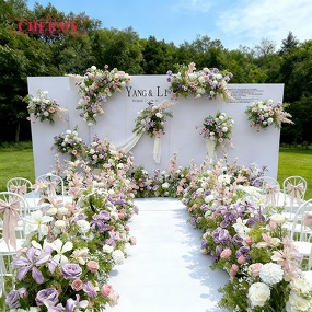 Artificial Floral Arrangement Manufacturer - Dalian Chermy Wholesale Luxury Blush & Purple for Outdoor Wedding