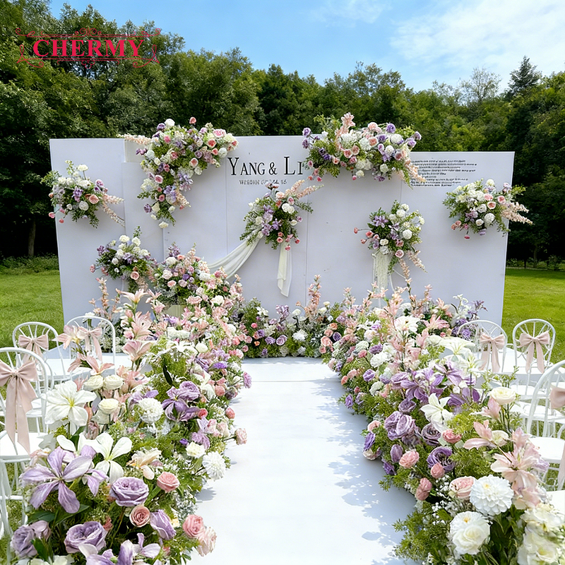Artificial Floral Arrangement Manufacturer - Dalian Chermy Wholesale Luxury Blush & Purple for Outdoor Wedding