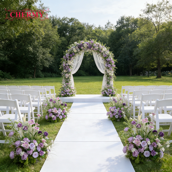 Artificial Silk Flower Runner Manufacturer - Dalian Chermy Purple Floral for Wedding Table