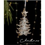 Acrylic Christmas Ornament Manufacturer - Luxury Xmas Elk Bells Angel Wings Transparent Snowflake Pendant