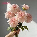 Artificial Dahlia Manufacturer - Dalian ChermyDC033 3-Head Pink Silk for Wedding Party