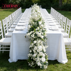 Artificial Flower Row Manufacturer - Luxury Green Plants for Wedding Table Runner Floor Floral Backdrop
