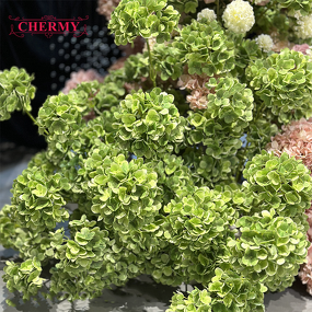 Artificial Hydrangea Manufacturer - Dalian Chermy 3D Real Touch Latex Dark Green for Wedding