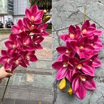 Artificial Flower Arrangement Manufacturer - Factory 75cm 10 Heads Handmade Cymbidium Dahlias Orchids 3D