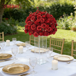 Artificial Flower Ball Manufacturer - OEM High Quality 50cm 60cm 70cm Red Silk for Wedding Event